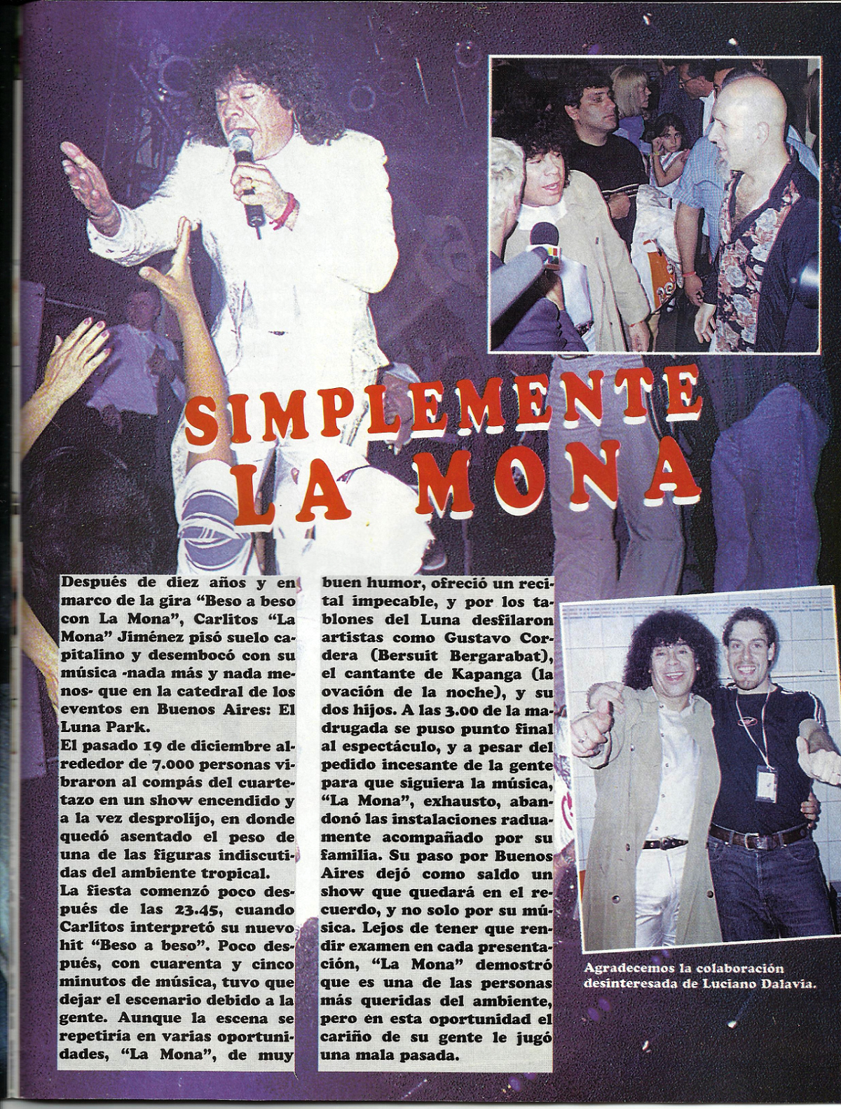 Luciano Dallavia en el Luna Park presentando a La Mona Jiménez